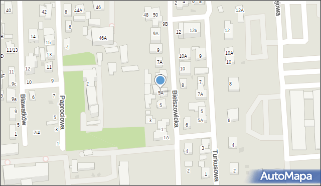 Warszawa, Bielszowicka, 5A, mapa Warszawy