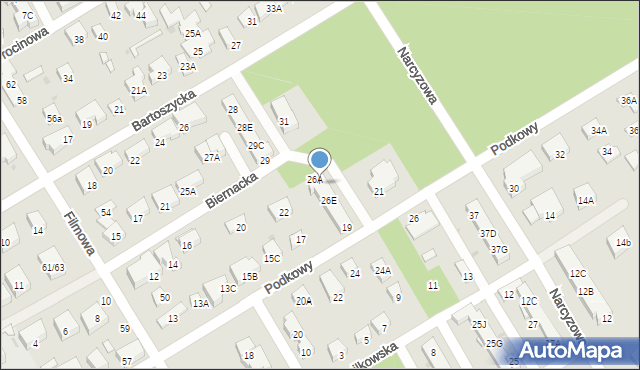 Warszawa, Biernacka, 26C, mapa Warszawy