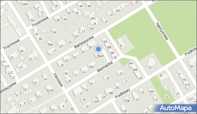Warszawa, Biernacka, 27A, mapa Warszawy