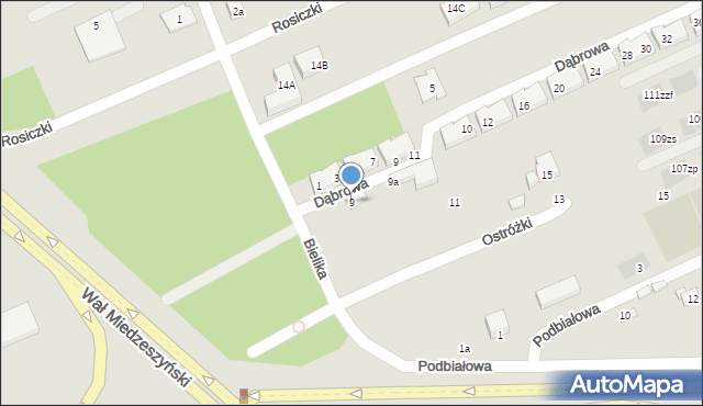 Warszawa, Bielika, 9, mapa Warszawy