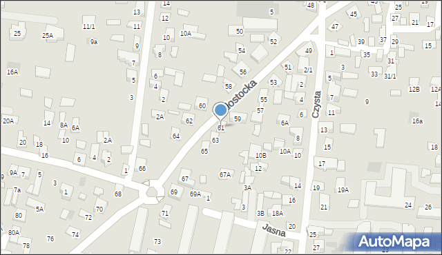 Wasilków, Białostocka, 61, mapa Wasilków