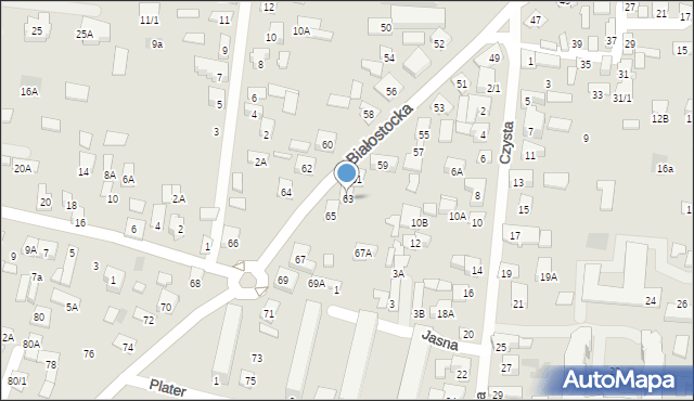 Wasilków, Białostocka, 63, mapa Wasilków