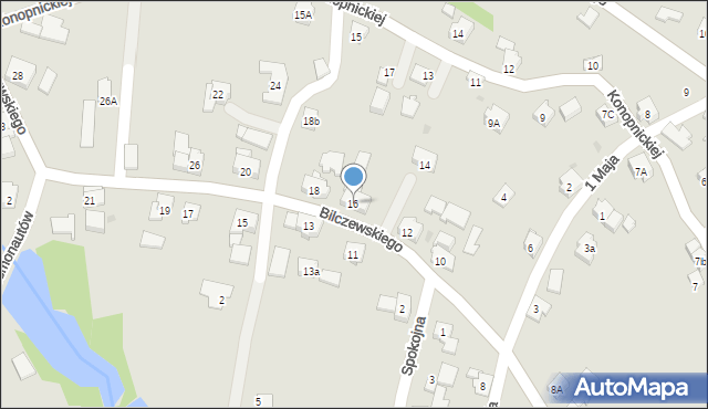Wilamowice, Bilczewskiego Józefa, bł. abp., 16, mapa Wilamowice