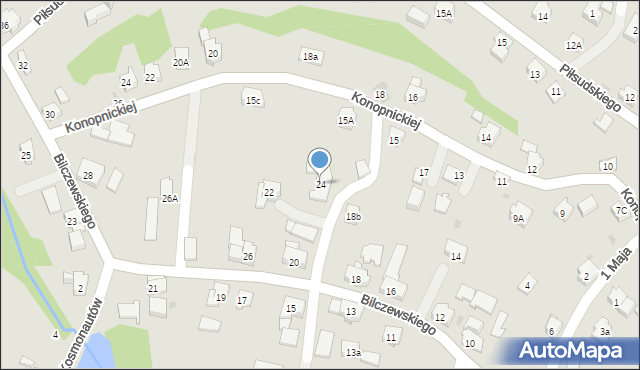 Wilamowice, Bilczewskiego Józefa, bł. abp., 24, mapa Wilamowice