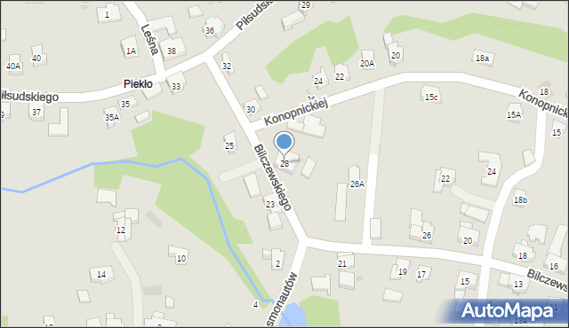 Wilamowice, Bilczewskiego Józefa, bł. abp., 28, mapa Wilamowice