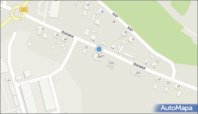 Witnica, Bielaka Józefa, ks., 20A, mapa Witnica