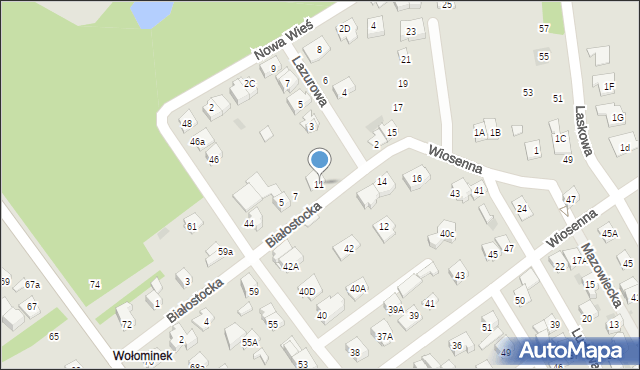 Wołomin, Białostocka, 11, mapa Wołomin