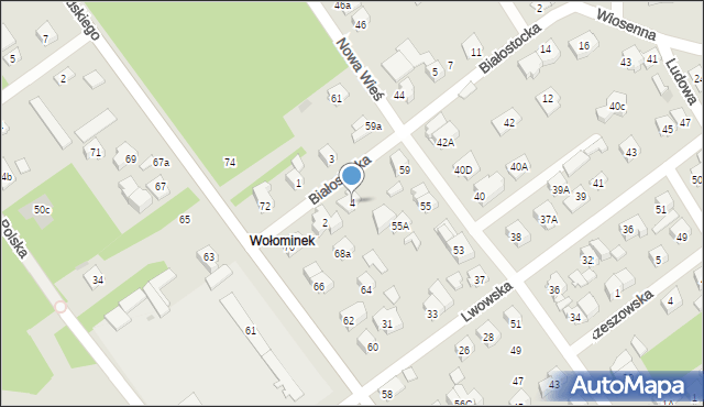 Wołomin, Białostocka, 4, mapa Wołomin