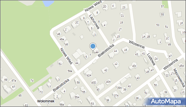 Wołomin, Białostocka, 9, mapa Wołomin