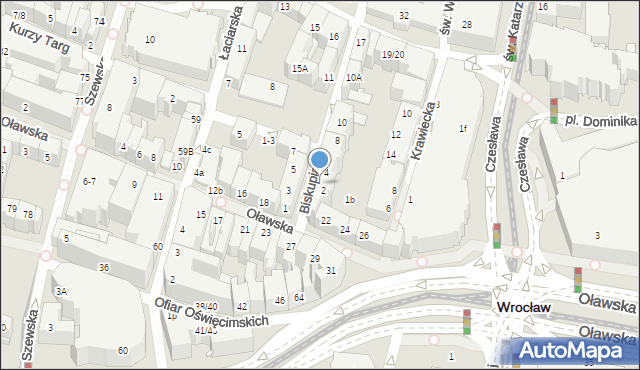 Wrocław, Biskupia, 6a, mapa Wrocławia