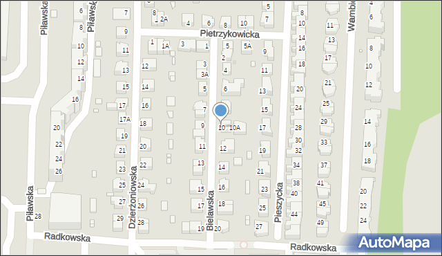 Wrocław, Bielawska, 10, mapa Wrocławia