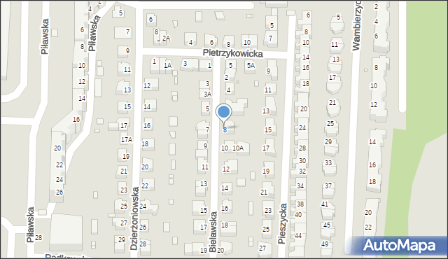 Wrocław, Bielawska, 8, mapa Wrocławia