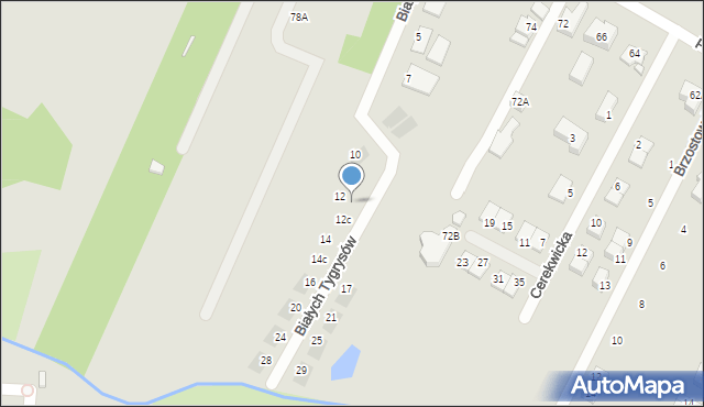 Wrocław, Białych Tygrysów, 12a, mapa Wrocławia