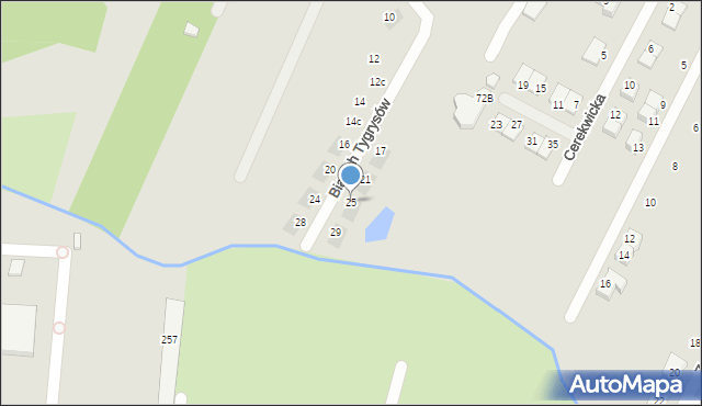 Wrocław, Białych Tygrysów, 25, mapa Wrocławia