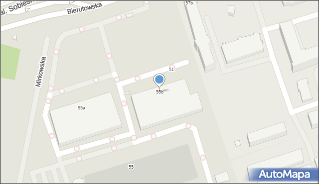 Wrocław, Bierutowska, 55b, mapa Wrocławia