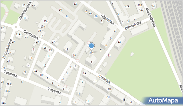 Wrocław, Birmańska, 9A, mapa Wrocławia