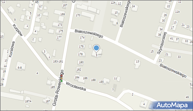 Wrocław, Białoszewskiego Mirona, 1, mapa Wrocławia