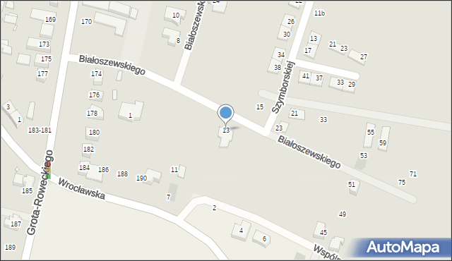 Wrocław, Białoszewskiego Mirona, 13, mapa Wrocławia