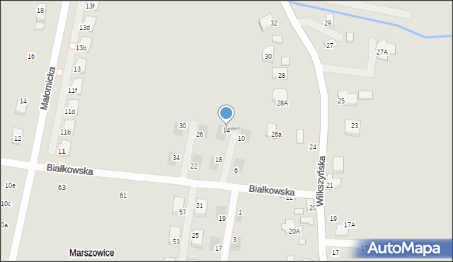 Wrocław, Białkowska, 14, mapa Wrocławia