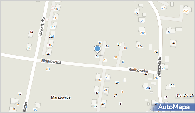 Wrocław, Białkowska, 34, mapa Wrocławia