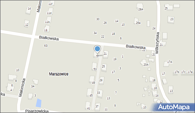 Wrocław, Białkowska, 57, mapa Wrocławia