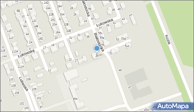 Wrocław, Białostocka, 20, mapa Wrocławia