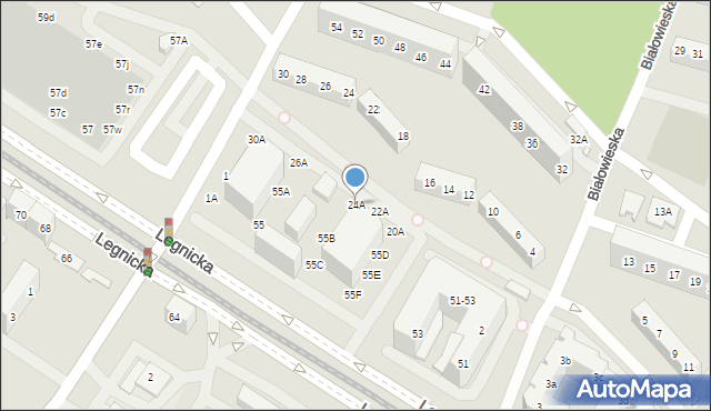 Wrocław, Białowieska, 24A, mapa Wrocławia