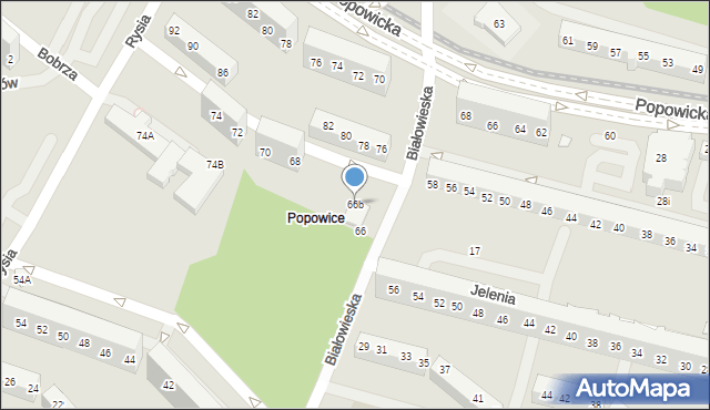 Wrocław, Białowieska, 66b, mapa Wrocławia