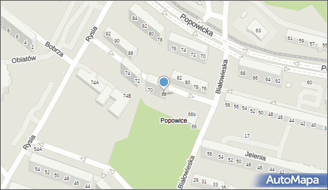 Wrocław, Białowieska, 68, mapa Wrocławia