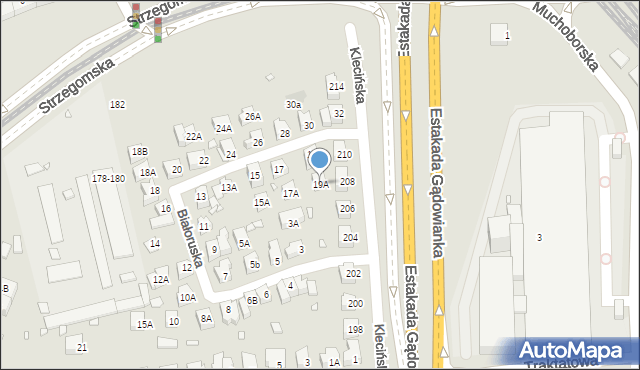 Wrocław, Białoruska, 19A, mapa Wrocławia