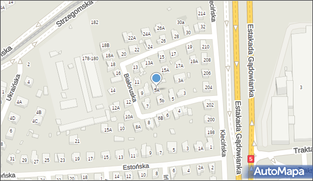 Wrocław, Białoruska, 5A, mapa Wrocławia