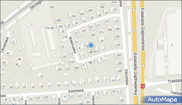 Wrocław, Białoruska, 5b, mapa Wrocławia