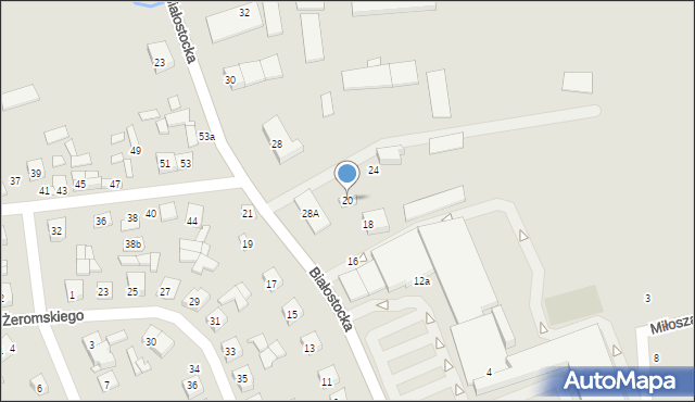Wysokie Mazowieckie, Białostocka, 20, mapa Wysokie Mazowieckie