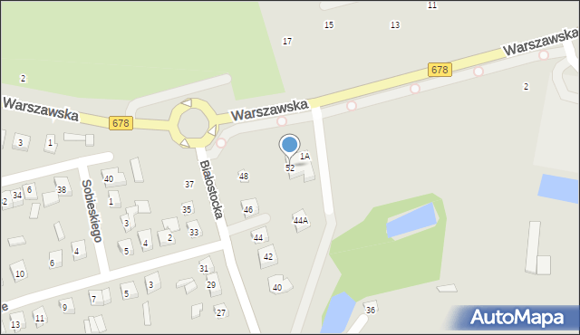 Wysokie Mazowieckie, Białostocka, 52, mapa Wysokie Mazowieckie