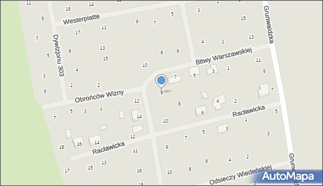 Wysokie Mazowieckie, Bitwy Warszawskiej, 9, mapa Wysokie Mazowieckie
