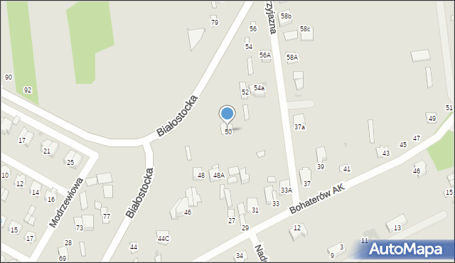 Wyszków, Białostocka, 50, mapa Wyszków