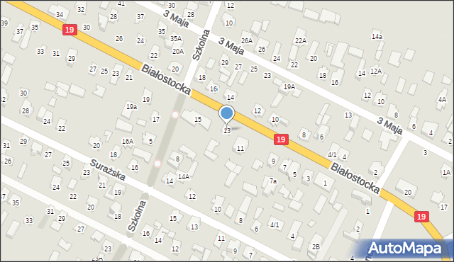 Zabłudów, Białostocka, 13, mapa Zabłudów