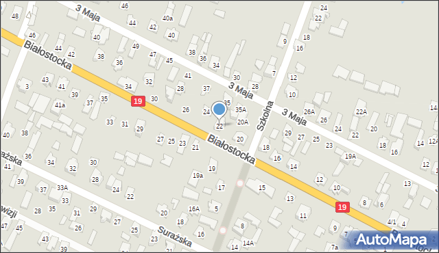 Zabłudów, Białostocka, 22, mapa Zabłudów