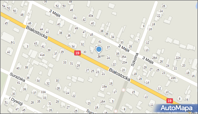 Zabłudów, Białostocka, 26, mapa Zabłudów