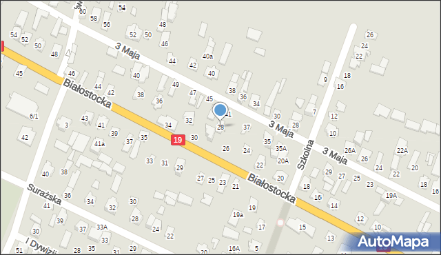 Zabłudów, Białostocka, 28, mapa Zabłudów