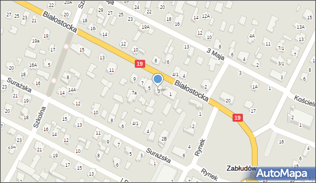 Zabłudów, Białostocka, 3, mapa Zabłudów