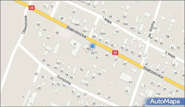 Zabłudów, Białostocka, 53, mapa Zabłudów