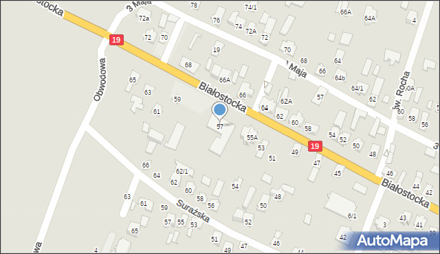 Zabłudów, Białostocka, 57, mapa Zabłudów