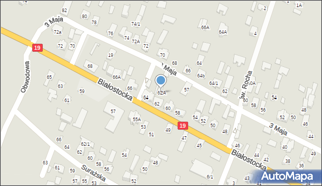 Zabłudów, Białostocka, 62A, mapa Zabłudów