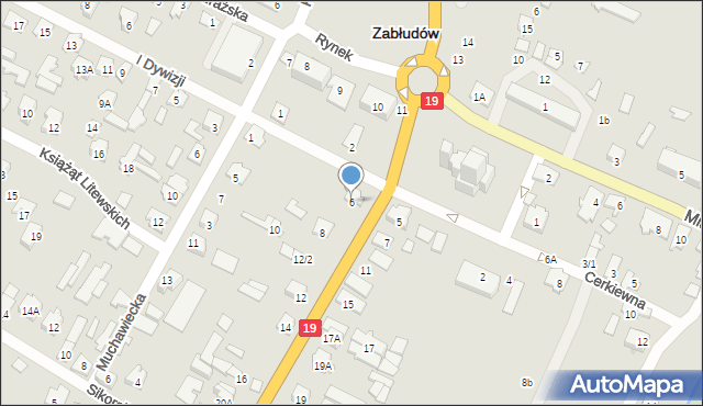 Zabłudów, Bielska, 6, mapa Zabłudów
