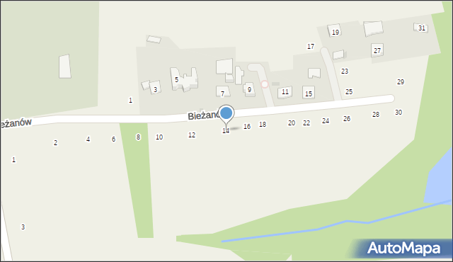 Zakliczyn, Bieżanów, 14, mapa Zakliczyn