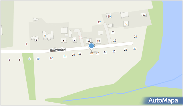 Zakliczyn, Bieżanów, 20, mapa Zakliczyn