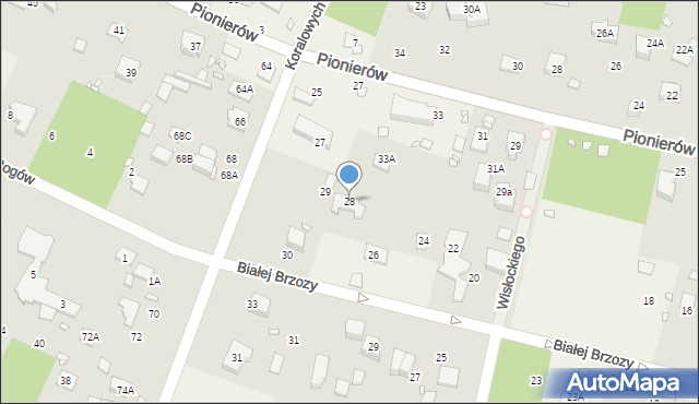 Zalesie Górne, Białej Brzozy, 28, mapa Zalesie Górne