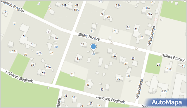 Zalesie Górne, Białej Brzozy, 31, mapa Zalesie Górne