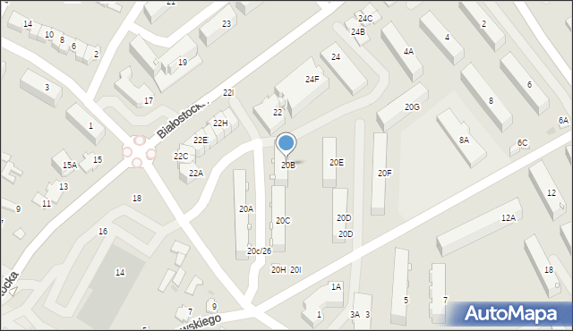 Zambrów, Białostocka, 20B, mapa Zambrów